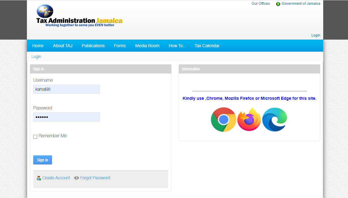 TAX-ADMINISTRATION-JAMAICA-login-page